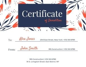 White Floral Certificate