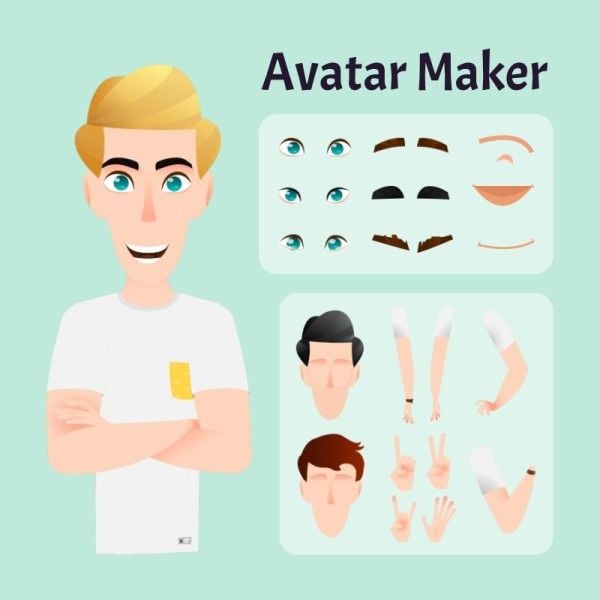 avatar maker, avatar designer, avatar builder, Cartoon Blond Man Avatar Template