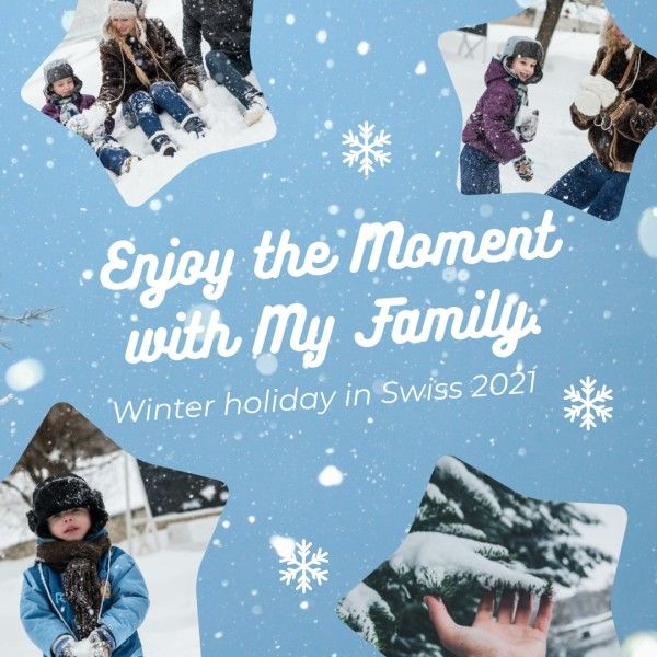 photograph, snow, family, Winter Holiday  Photo Collage (Square) Template