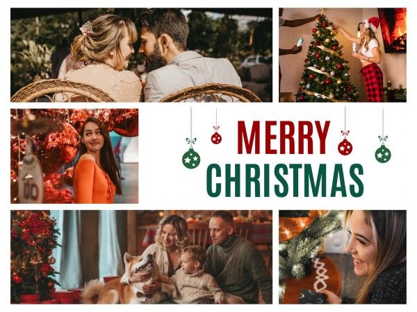 holiday, celebration, greeting, Merry Christmas Family Photo Collage Card Template