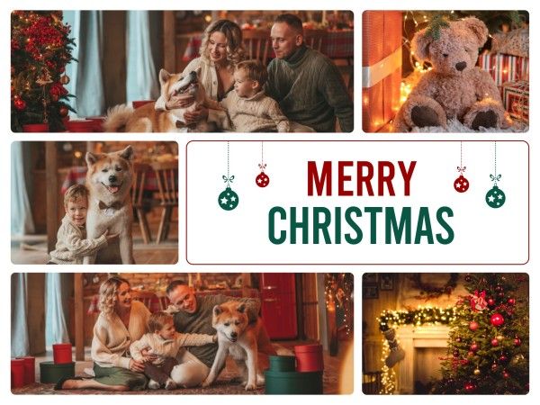 holiday, celebration, greeting, Merry Christmas Family Photo Collage Card Template