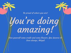 compliment, encourage, encouragement, Blue You Are Doing Amazing Card Template