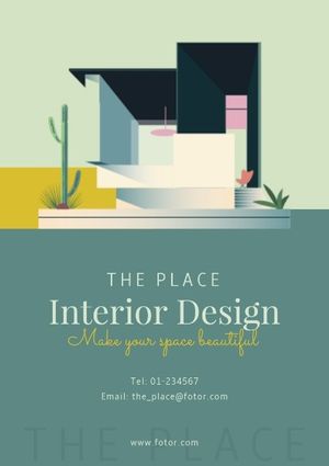 slow living, life style, life, Interior Design Poster Template