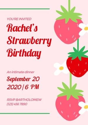 草莓生日派对 英文邀请函