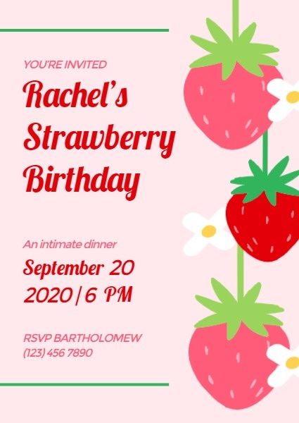 Strawberry Birthday Party Invitation