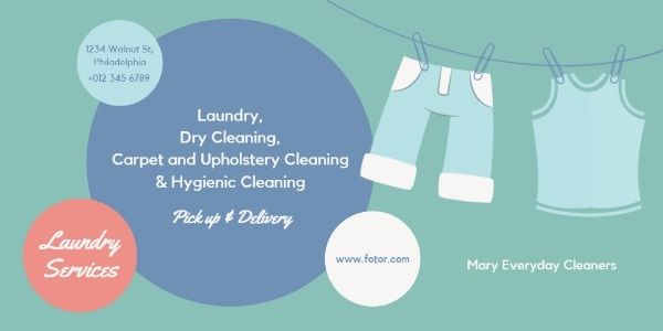 service, laundry service, cleaning, Laundry Store Twitter Post Template