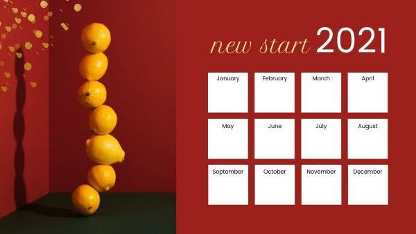 new year, time, schedule, Red Lemon Calendar Template