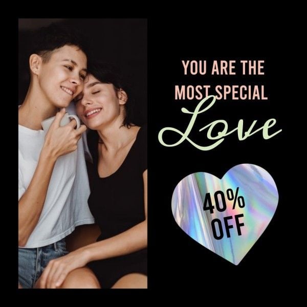 valentine, discount, e-commerce, Sweet Couple Love Sale Black Ins Ads Instagram Ad Template