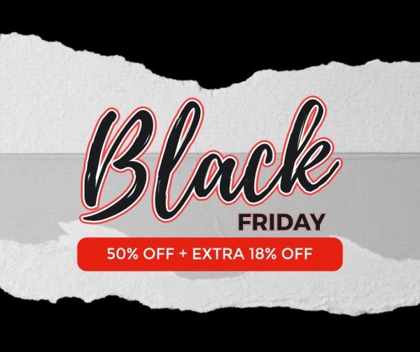 sale, promotion, modern, Black And Grey Simple Black Friday Discount Facebook Post Template