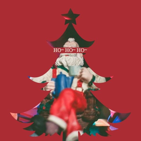 christmas, santa, christmas tree, Blue Holiday Cheers Card Instagram Post Template