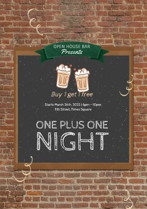 chalkboard, discount, bar, Beer Special Offer Poster Template