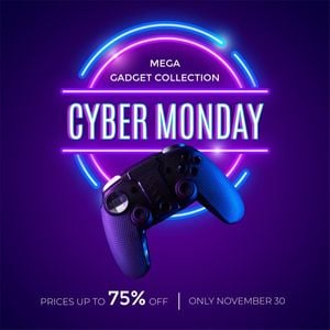 online shopping, ecommerce, digital product, Cyber Monday Gradient Neon Gaming Pad Shopping Pormotion Instagram Post Template