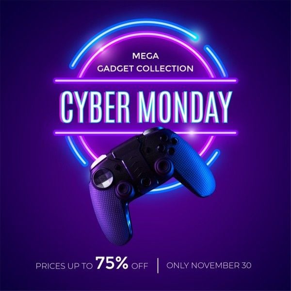 Cyber Monday Gradient Neon Gaming Pad Shopping Pormotion Instagram Post