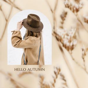 fall, season, outfit, Beige Modern Hello Autumn Instagram Post Template