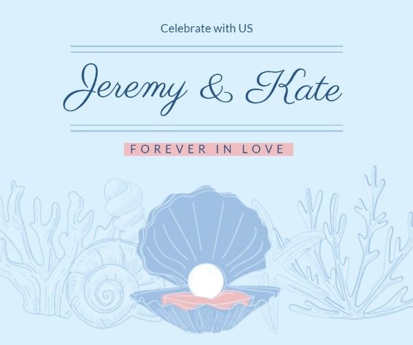 party, marry, love, Blue Under Sea Wedding Program Facebook Post Template