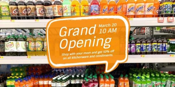 store, shop, mall, Orange Market Grand Opening Sale Twitter Post Template