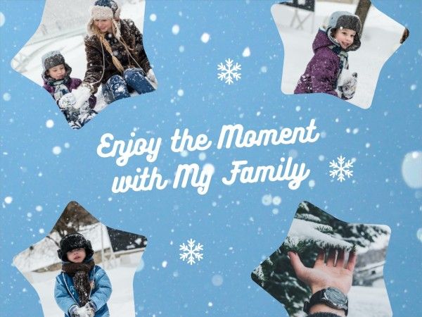 photograph, snow, family, Winter Holiday  Photo Collage 4:3 Template