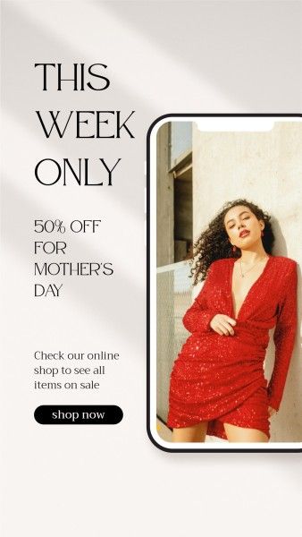 mothers day, mother day, promotion, Black And Gray Organic Fashion Mother's Day Sale Instagram Story Template
