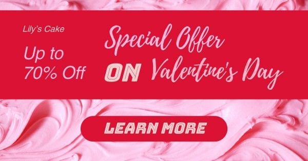 marketing, festival, promotion, Pink Valentine Cake Sale Facebook App Ad Template