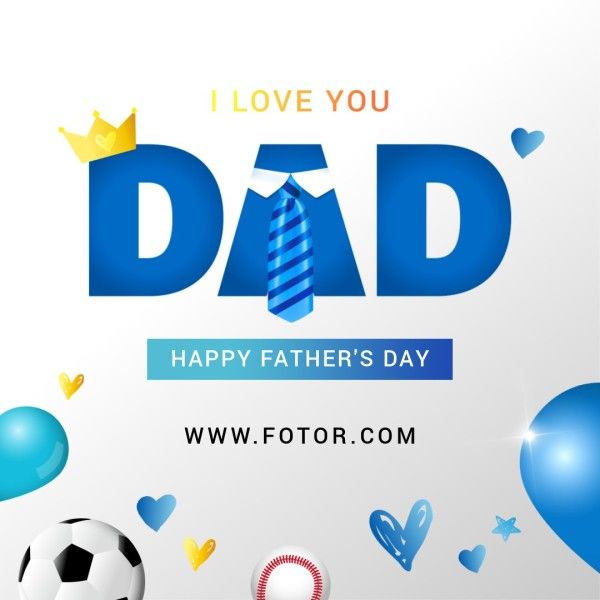 greeting, celebrate, celebration, Gray And Blue 3d Happy Father's Day Instagram Post Template