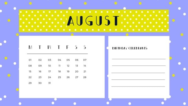 Purple Cartoon Dot Desk Calendar Calendar