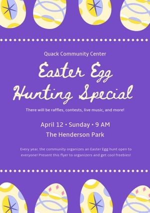 celebrate, celebration, happy, Purple Easter Egg Hunting Flyer Template