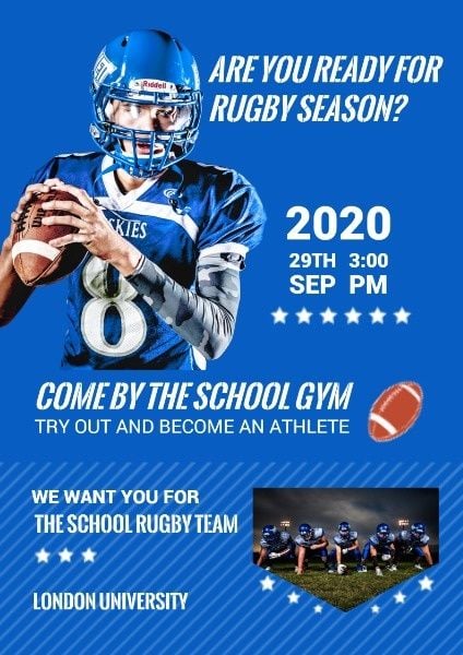 School Rugby Tryout Poster