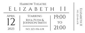 theatre, movie, cinema, Simple White  Theater Ticket Template