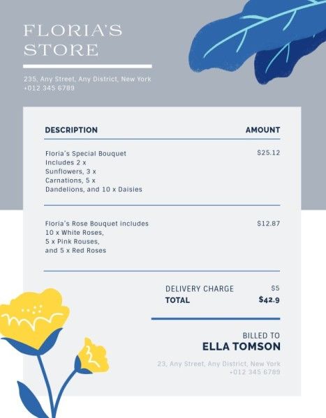 Flower Store Invoice