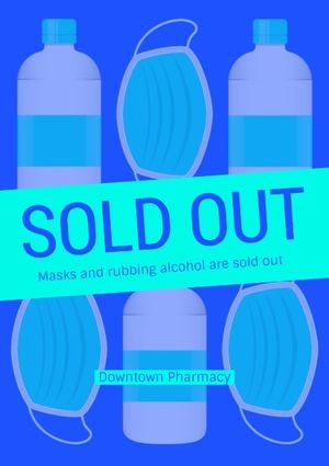 medical, hospital, clinic, Blue Sold Out Announcement Poster Template