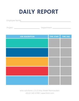 task, list, progress, Colorful Simple Daily Report Template