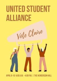 vote, trumpet, people, Yellow United Students Alliance Poster Template