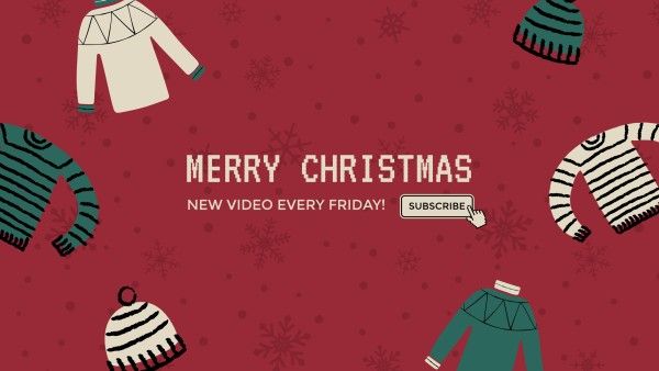 xmas, holiday, winter, Red Illustration Merry Christmas Youtube Channel Art Template