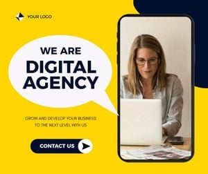 marketing, work, company, Yellow Digital Agency Facebook Post Template