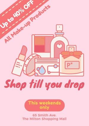 makeup, beauty, fashion, Cosmetics Store Sale Poster Template