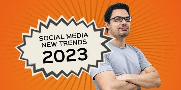 new trends, man, influencer, Orange Social Media News Trends Twitter Post Template