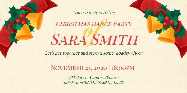 celebration, holiday, festival, Yellow Christmas Dance Party Twitter Post Template