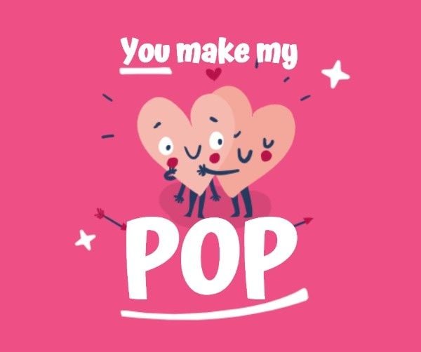 valentine’s day, valentines day, romantic, Pink Heart Pop Valentine's Day  Facebook Post Template