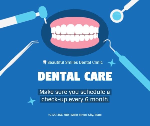 care, teeth, tooth, Dental Clinic Facebook Post Template