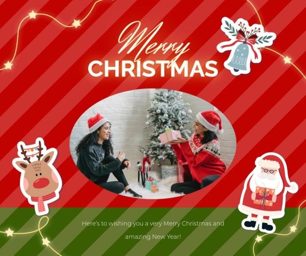 xmas, merry christmas, holiday, Red Christmas Wish Love Family Collage Facebook Post Template