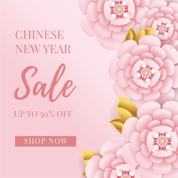 Pink Illustration Chinese New Year Sale Instagram Post