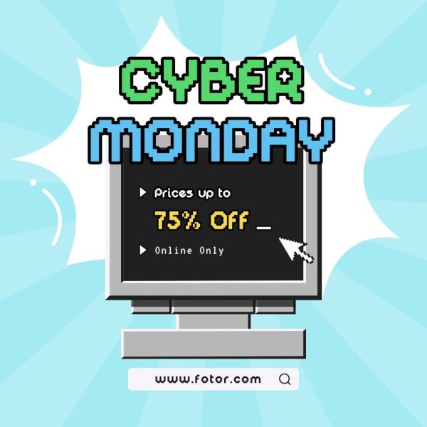 Blue Cyber Monday Sale Instagram Post