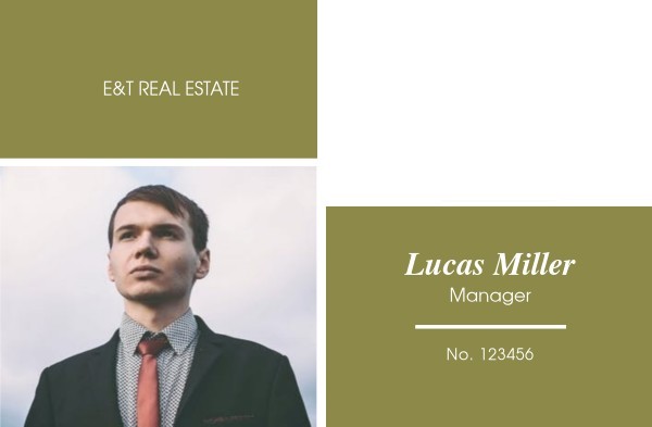 Green And White Real Estate Manager ID Card ID Card