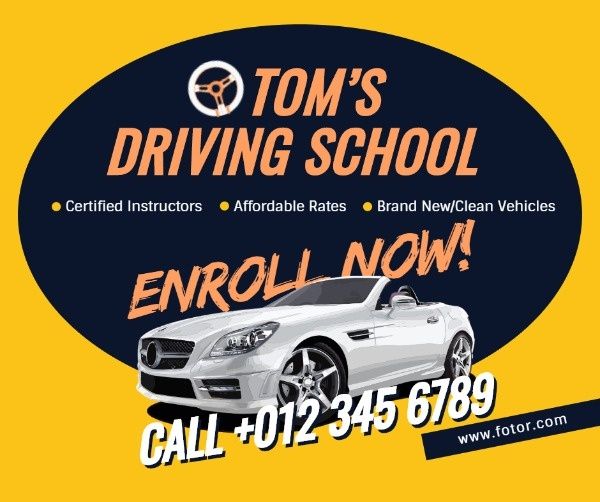 driver, driving license, training, Driving School Facebook Post Template