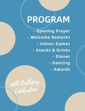 Blue Birthday Party Program