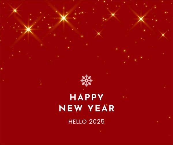 celebration, greeting, festive, Red Minimal Happy New Year Facebook Post Template