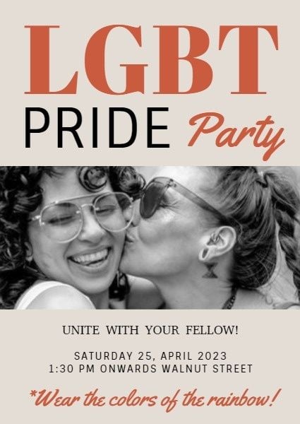 love, pride month, equal, LGBT Pride Party Invitation Template