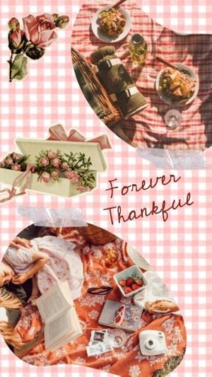 thanksgiving, love, vector, Pink Forever Thankful Photo Collage 9:16 Template