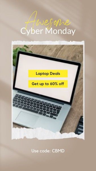 promotion, electronic device, coupon, Brown Awesome Cyber Monday Instagram Story Template