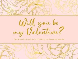 valentine day, valentines day, illustration, Pink Gold Illsuration Valentine Love Wish Card Template